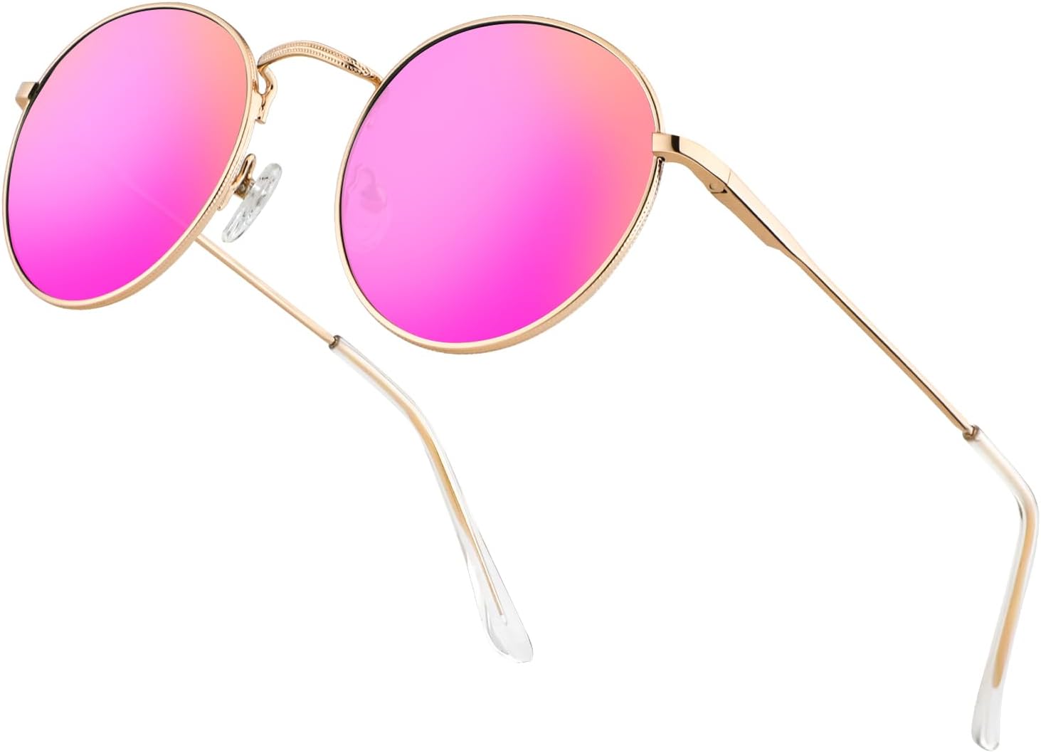 HENGOSEN Herren Sonnenbrille rund polarisiert Metallrahmen Retro Unisex