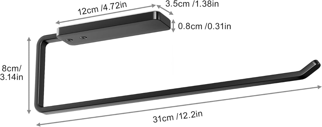 Niffgaff Kuechenrollenhalter selbstklebend 31 cm Aluminium schwarz ohne Bohren