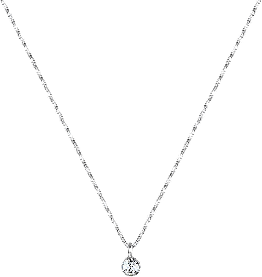 Elli Halskette Damen mit Kristall Anhaenger Silber Kette 45 cm