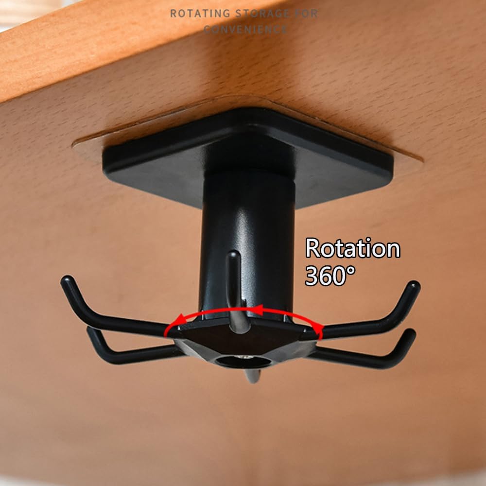 Kuechenhakenleiste 6 Haken selbstklebend 360° drehbar ohne Bohren
