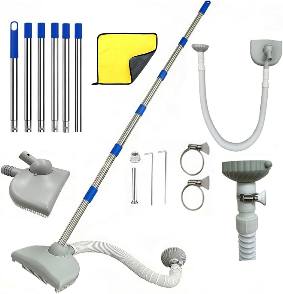 Poolsauger Bodensauger mit Teleskopstange 180 cm, Laubsack, Putztuch, Buerste