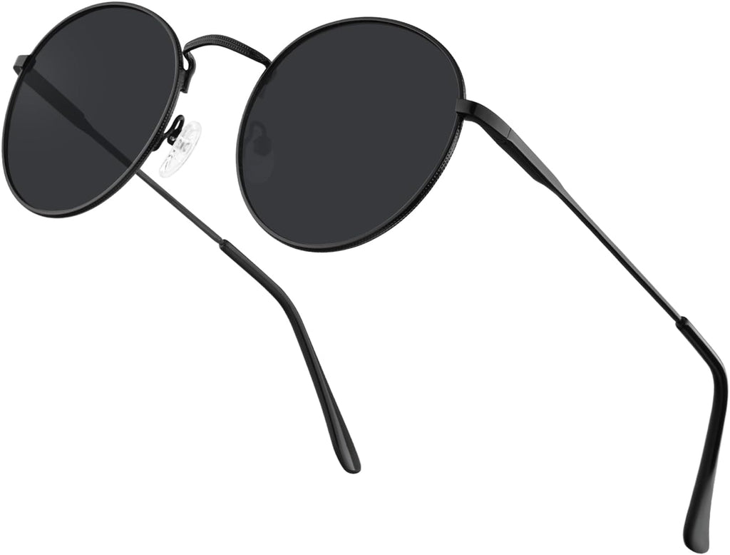 HENGOSEN Herren Sonnenbrille rund polarisiert Metallrahmen Retro Unisex