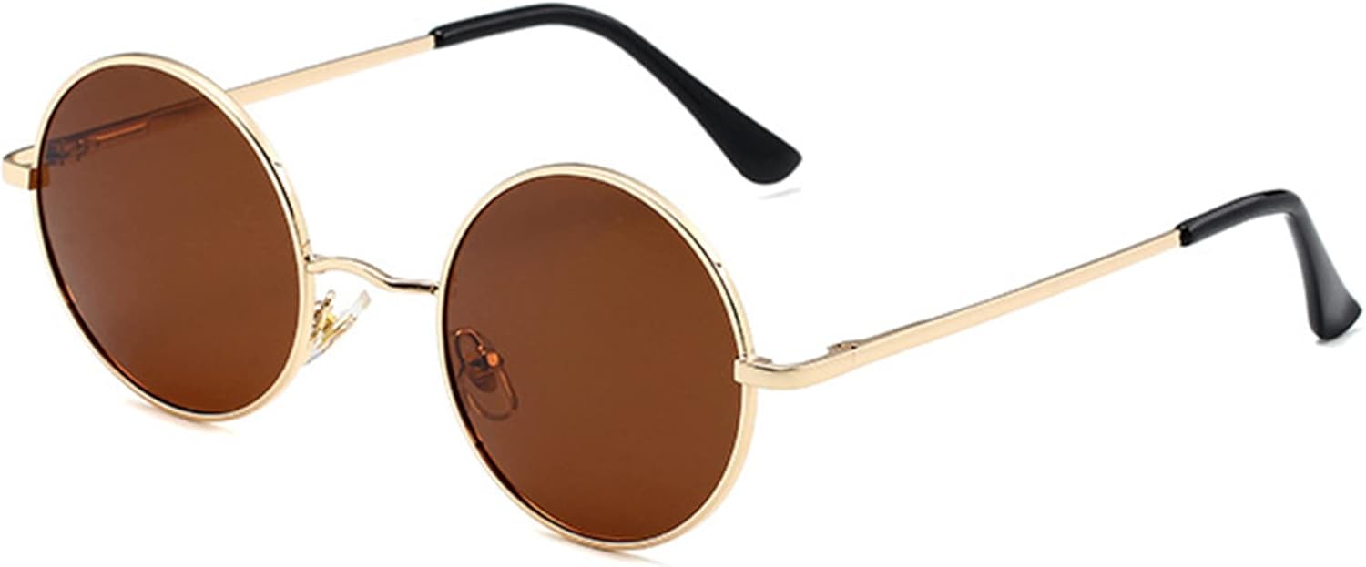 Polarisiert Sonnenbrille Herren Damen UV400 Metallrahmen rund Retro