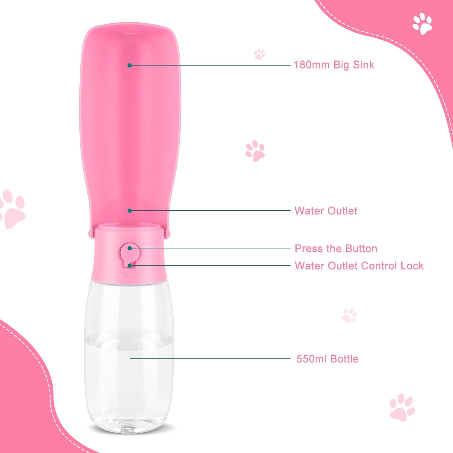 JOPHEK Trinkflasche fuer Hunde und Katzen auslaufsicher mit Filter