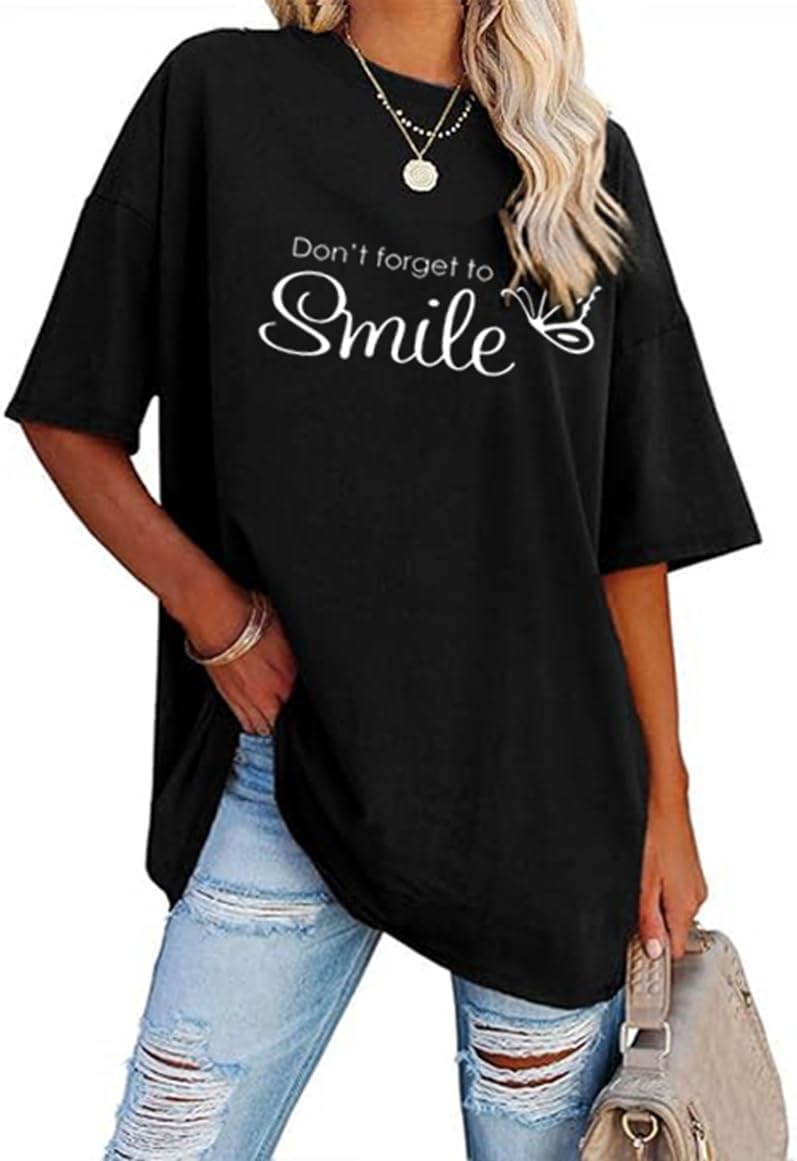 Damen Oversized T‑Shirt Baumwolle kurz-/langarm locker Tunika S-XXL