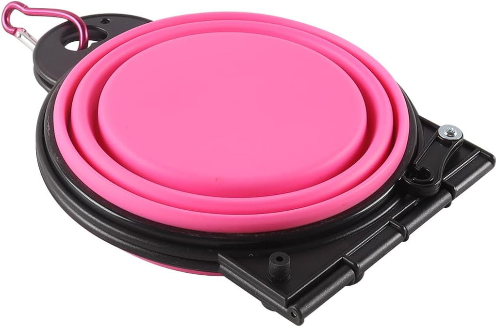 Faltbarer Hundenapf mit Karabiner 2in1 Trinknapf und Futternapf Rosa
