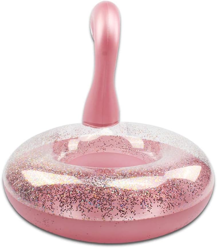 Aufblasbarer Flamingo Schwimmring Rosa mit Glitzer fuer Erwachsene und Kinder