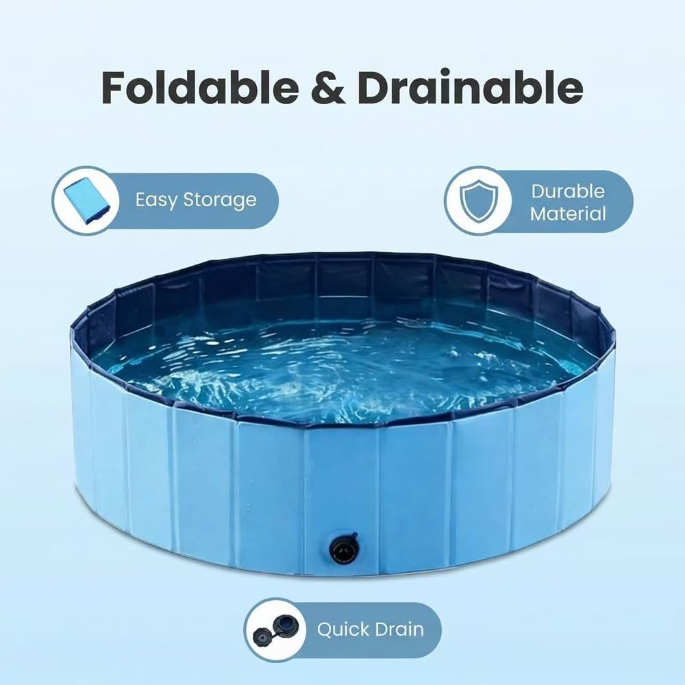Hundepool faltbar 100cm-160cm Ø160cm Hoehe30cm PVC kratzfest Ablauf