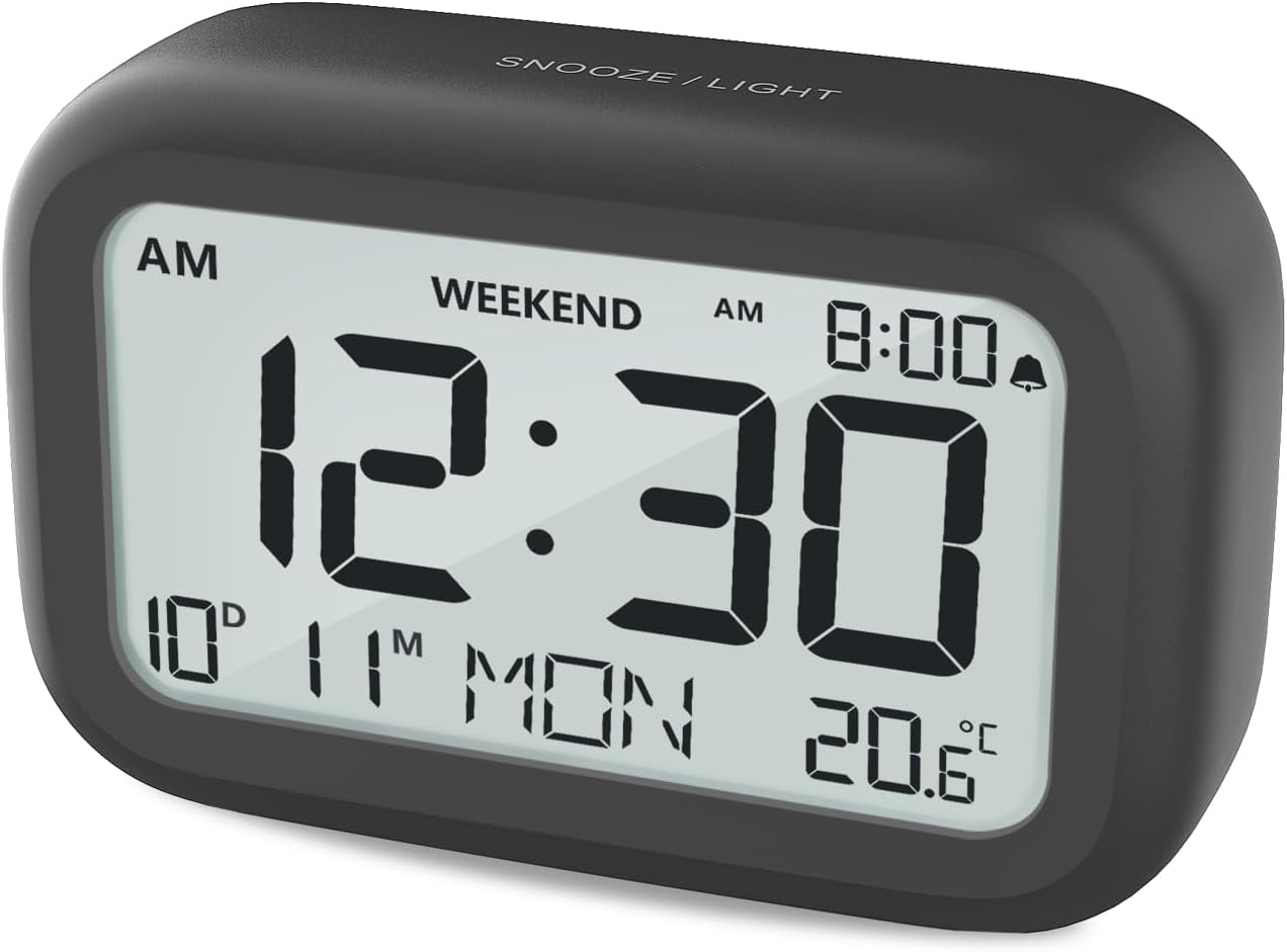 DOOMAY Digitaler Wecker LCD mit Snooze Wochenendmodus Batterie Nachttisch