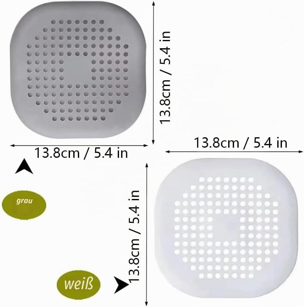Abflusssieb Silikon 2er Set Grau Weiss - Dusche Badewanne Haarfaenger