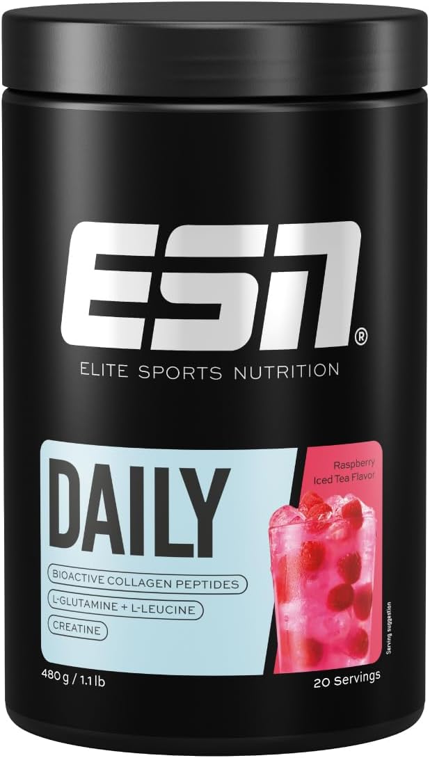 ESN Daily Pulver Raspberry Iced Tea mit Glutamin Creatin Collagen vers