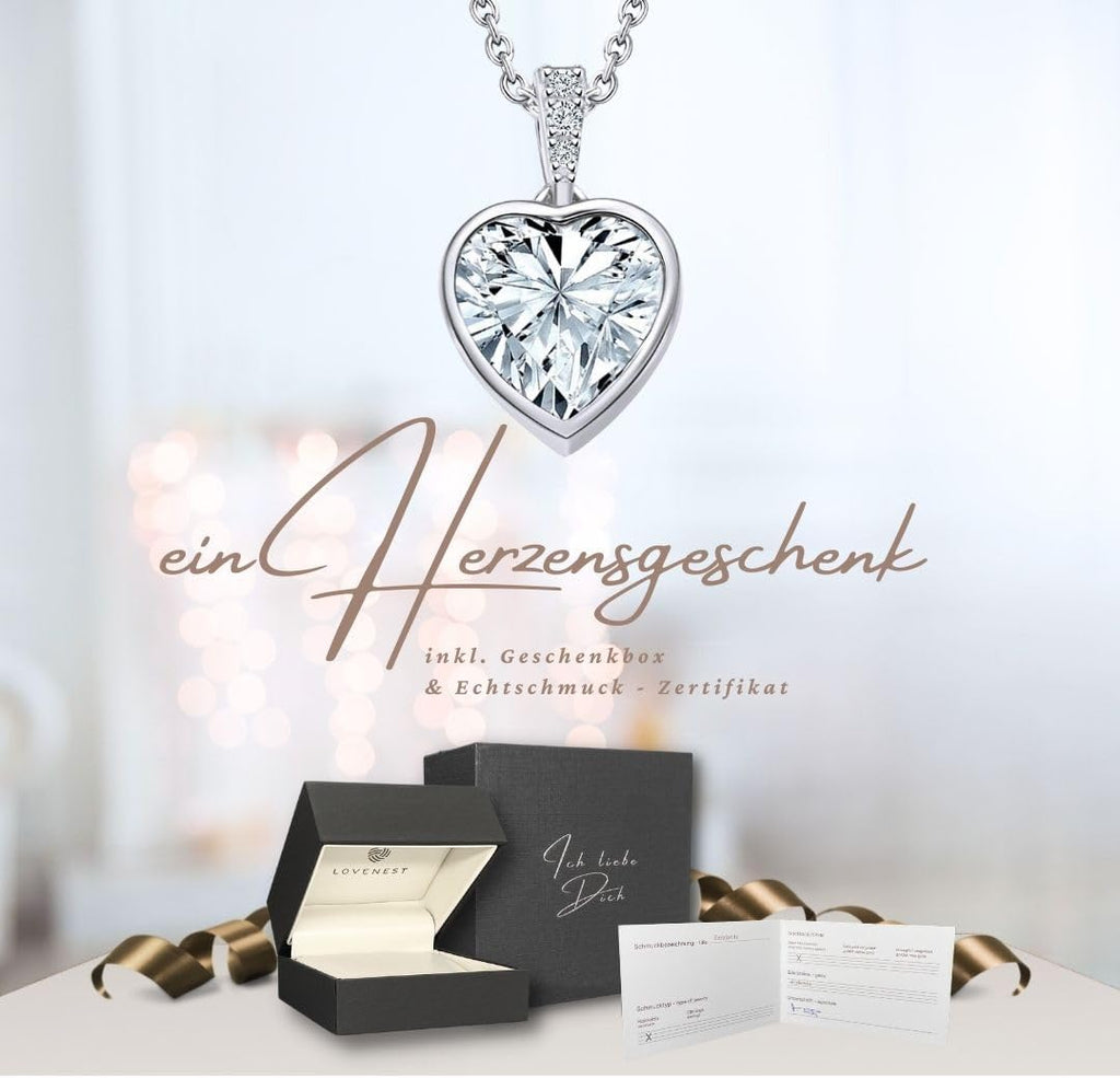 925er Silber Herz Halskette ICH LIEBE DICH Anhaenger Damen