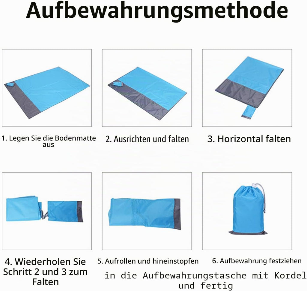 Senders Stranddecke 200×210 cm sandfrei wasserdicht faltbar leichte Picknickdeck