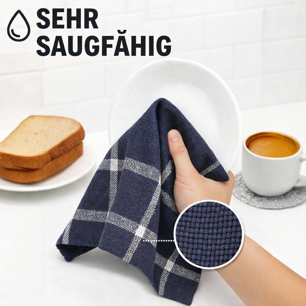 Livinease Geschirrtuecher 5er Set 100% Baumwolle 70×50 cm Grau saugfaehig