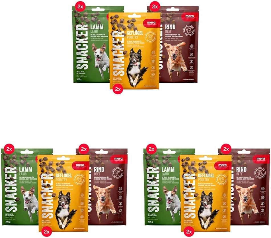 MERA Snacker Mix-Pack ohne Getreide softe Hundeleckerli 6er Set