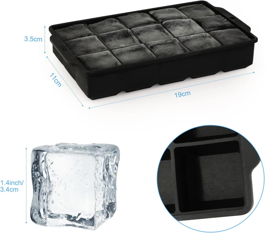 Eiswuerfelform Silikon 2er Set 30 Faecher 3,5 cm grosse Eiswuerfel fuer Whisky Cockta