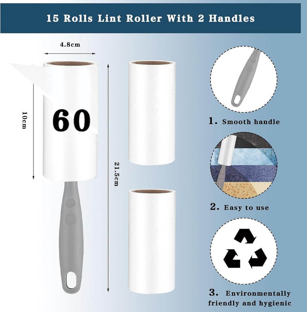 Fusselrolle 12 Rollen 720 Blatt 10cm mit Abroller und Schutzkappen fuer Tierhaare