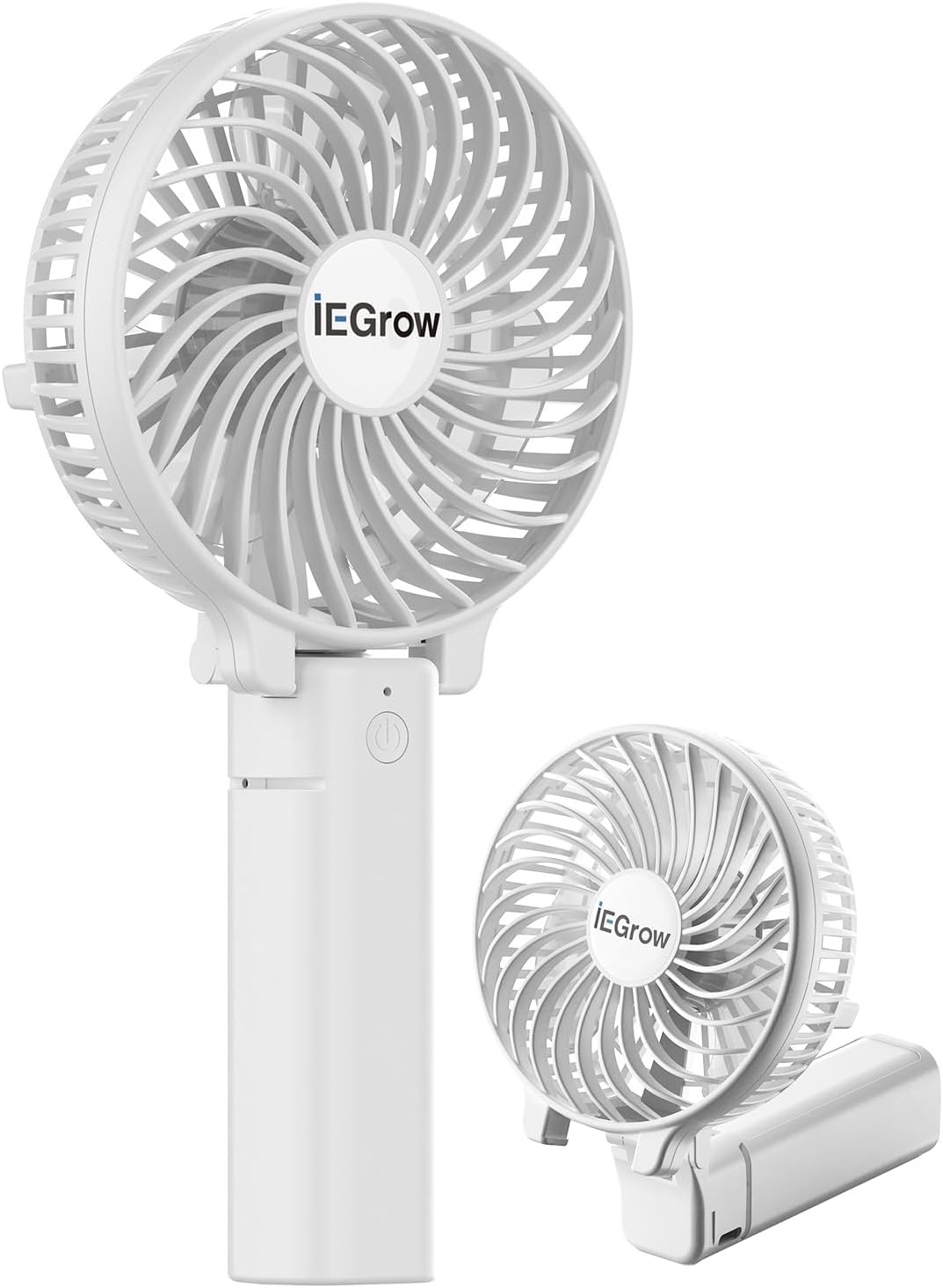 iEGrow tragbarer USB Handventilator wiederaufladbar 3 Geschwindigkeiten Schwarz
