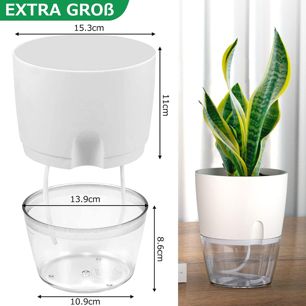 iDattel Selbstbewaessernder Kraeutertopf 3er Set Grau 18,2×11×15,3 cm