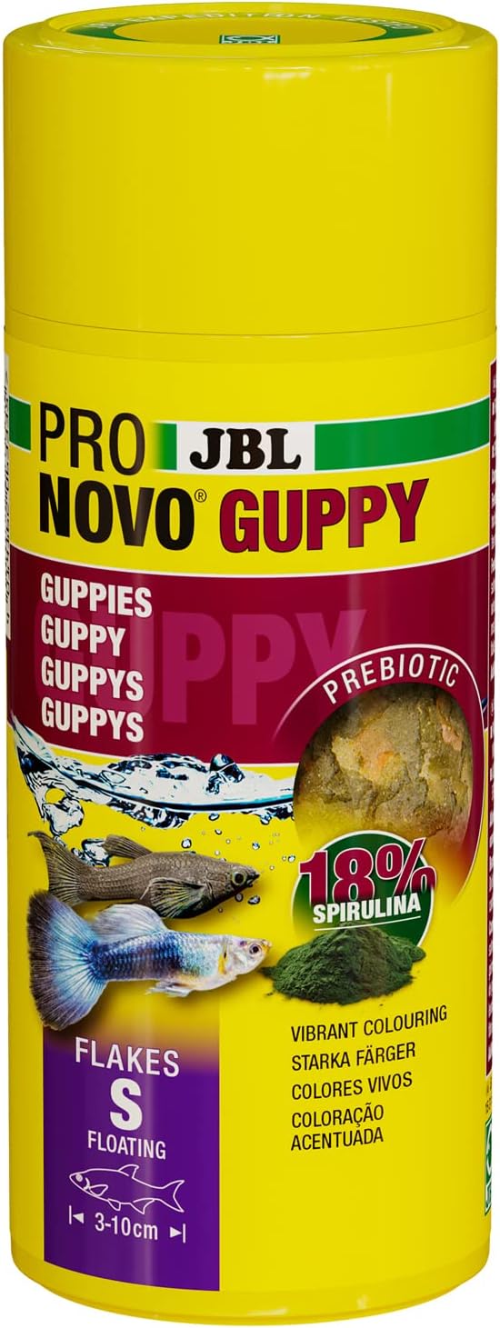JBL ProNovo Guppy Flocken Fischfutter Größe S 250 ml für Guppys 3–10 cm