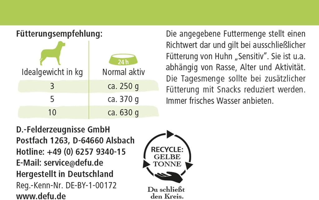 defu Bio Hundefutter Sensitiv Huhn Nassfutter Menues 12x410g verschiede