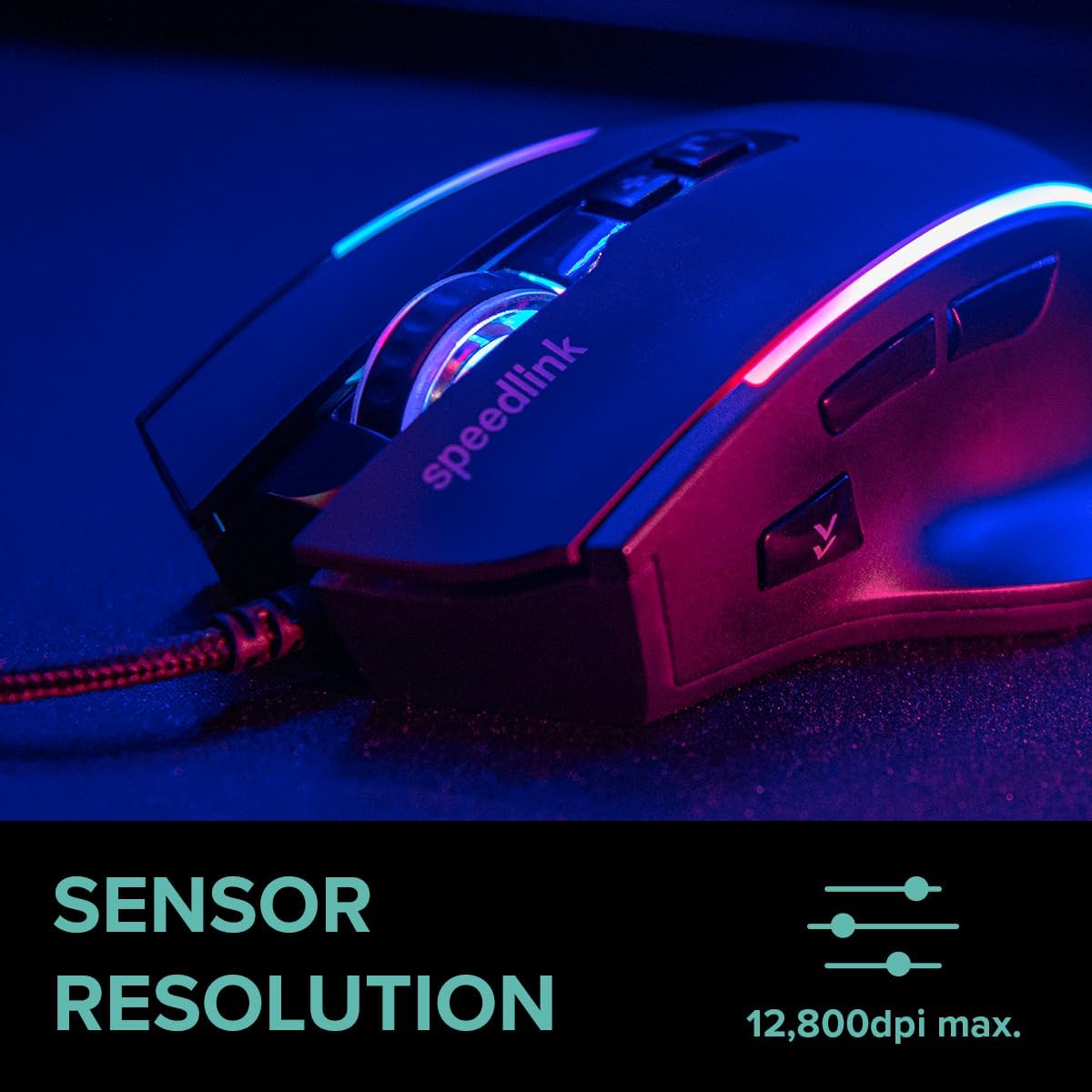 Speedlink Decus NX RGB Gaming Maus kabelgebunden 12800 DPI Weiss