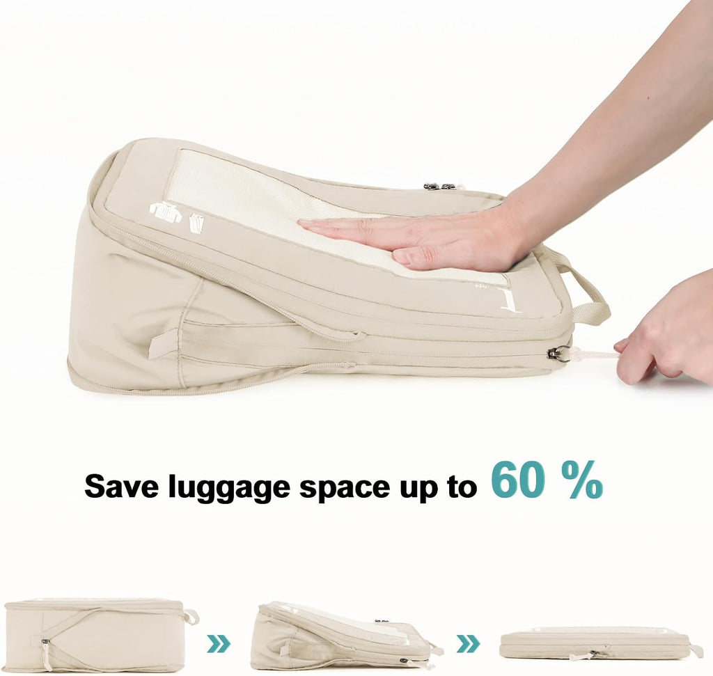 5er Set Kompressions Packing Cubes Koffer Organizer Gruen