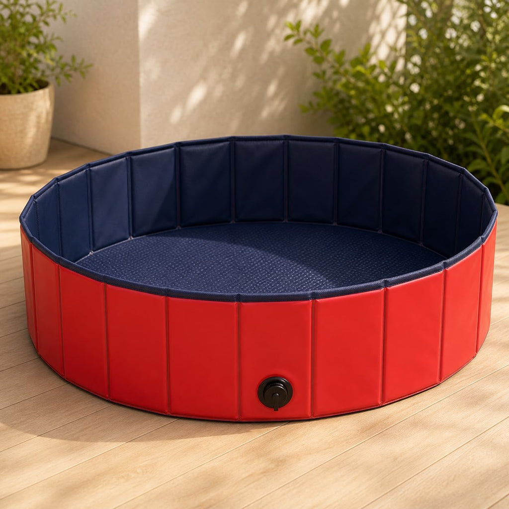 lionto faltbarer Hundepool Ø 80 cm Hoehe 20 cm PVC kratzfest Anti-Rutsch 80cm-120