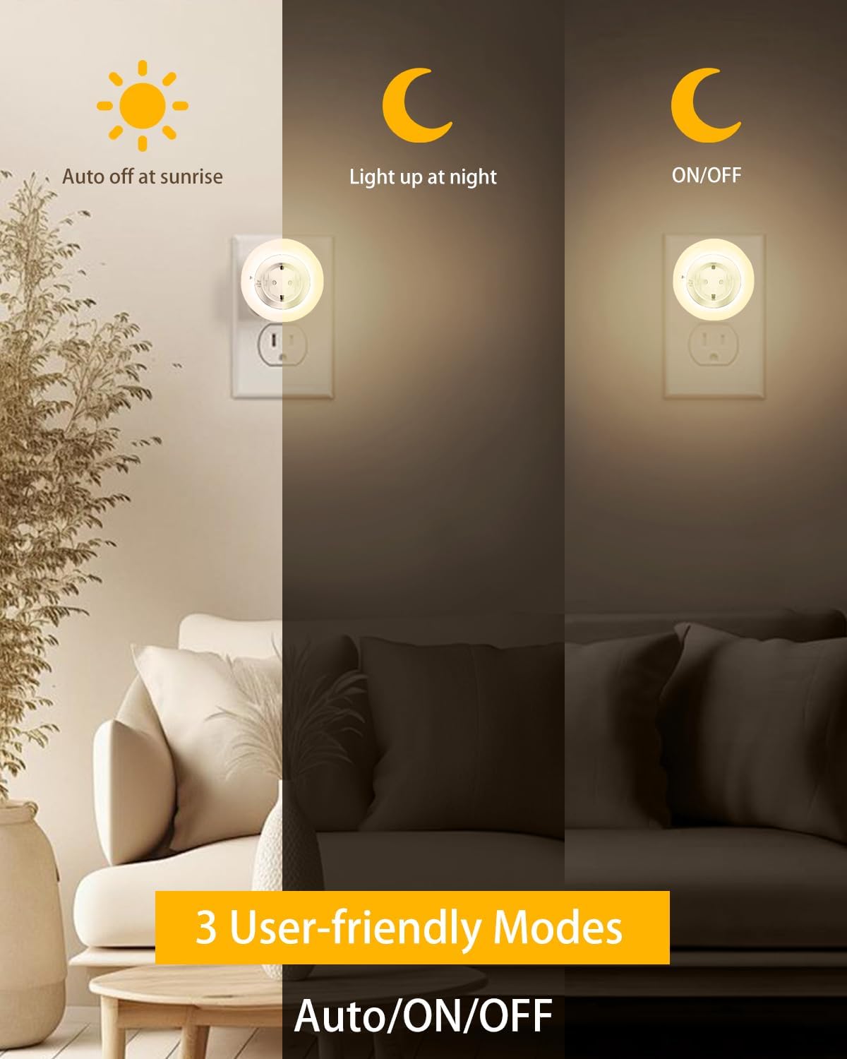 Nachtlicht Steckdose mit Daemmerungssensor dimmbar warmweiss fuer Flur Schlafzimmer