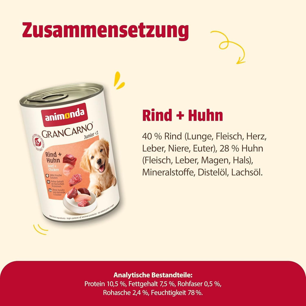 Animonda GranCarno Junior Welpen Nassfutter Rind & Huhn verschiedene Sorten