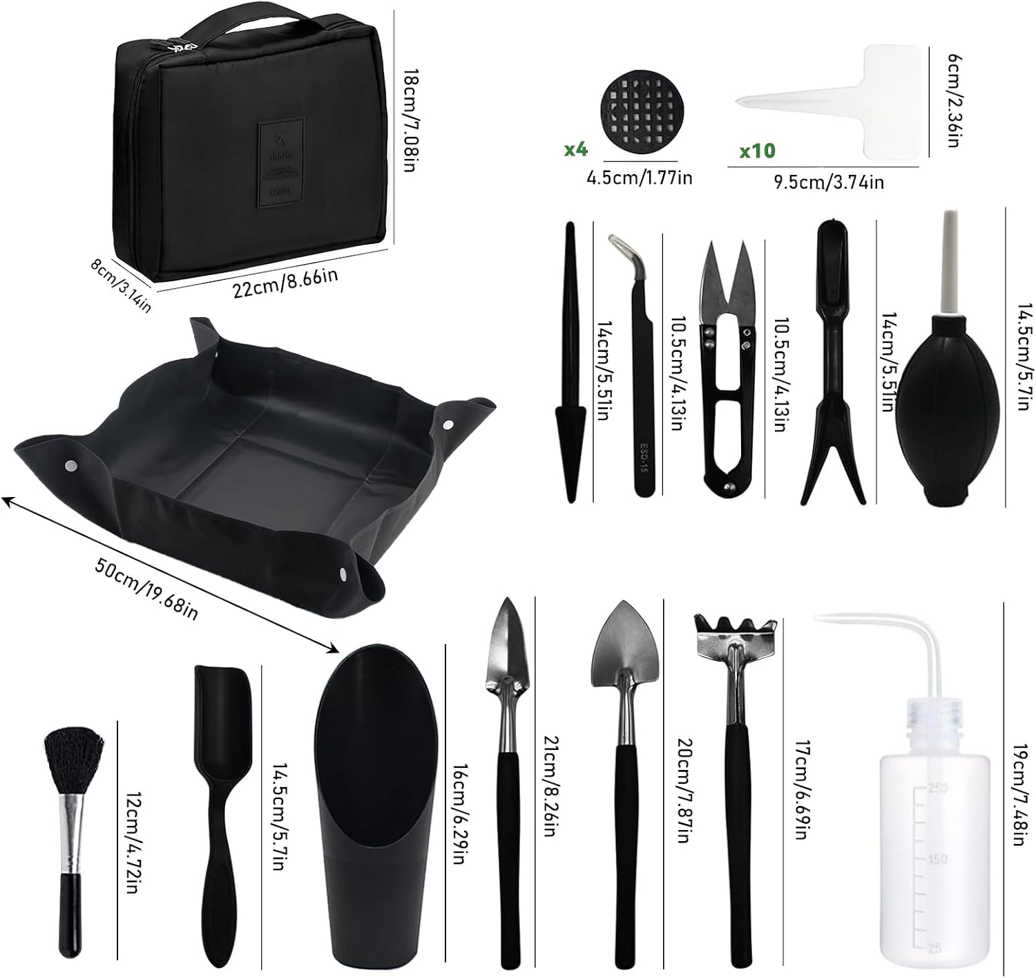 28-teiliges Gartenwerkzeug Set mit 50x50 cm Wasserdichter Umtopfmatte