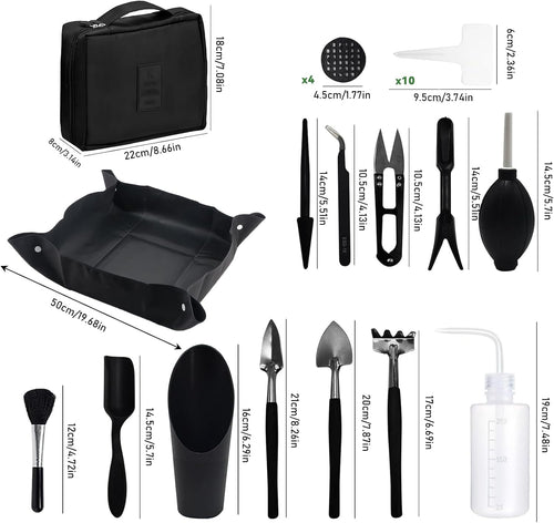 28-teiliges Gartenwerkzeug Set mit 50x50 cm Wasserdichter Umtopfmatte