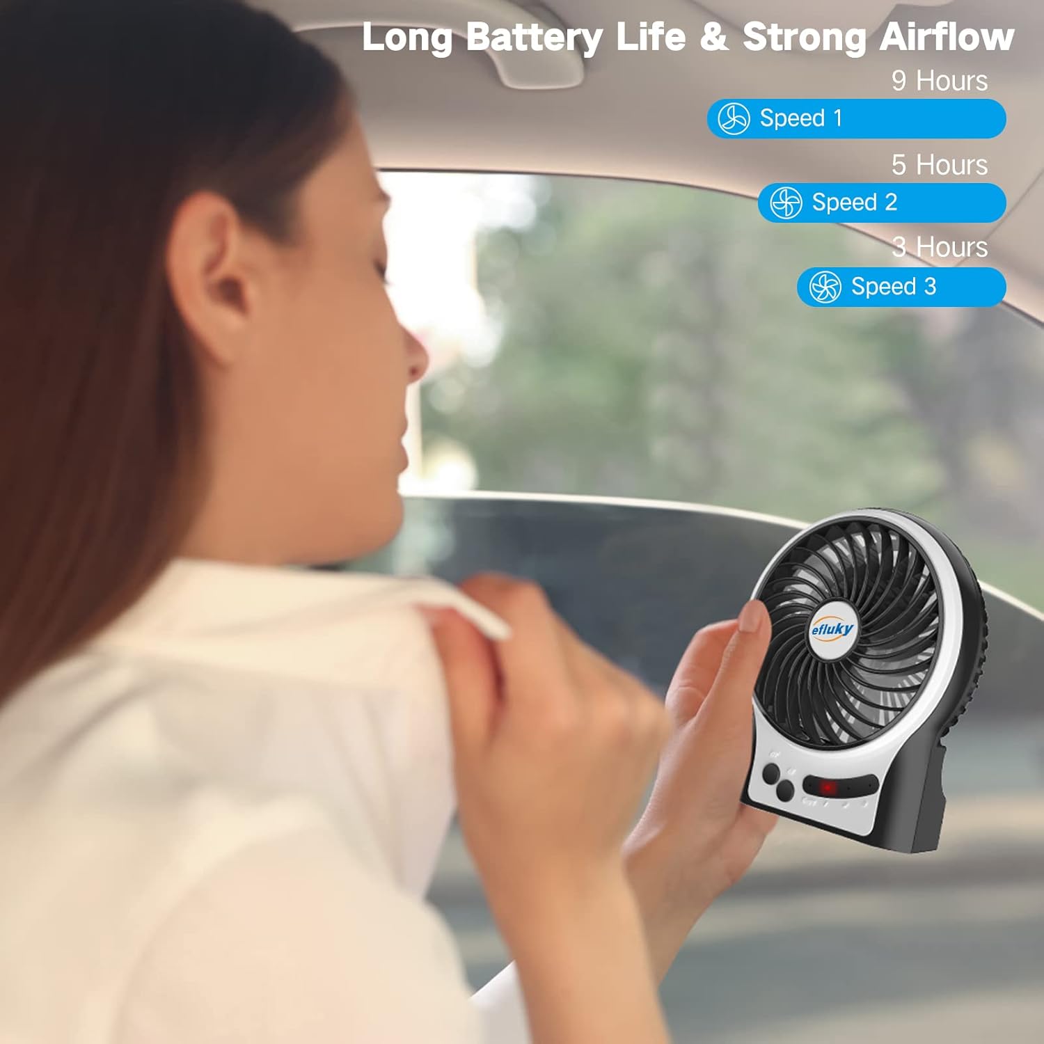 efluky faltbarer USB Handventilator wiederaufladbar tragbar Mini Ventilator