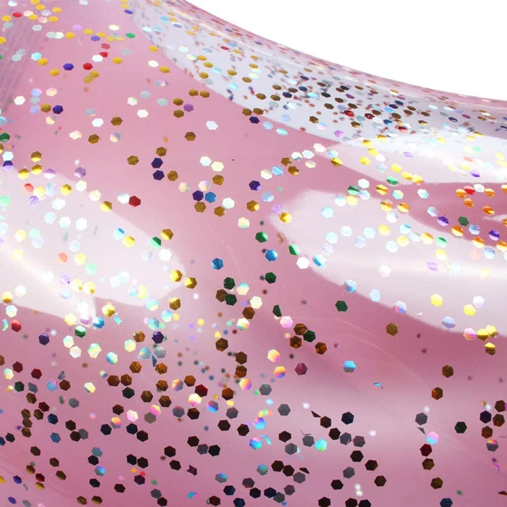 Aufblasbarer Flamingo Schwimmring Rosa mit Glitzer fuer Erwachsene und Kinder