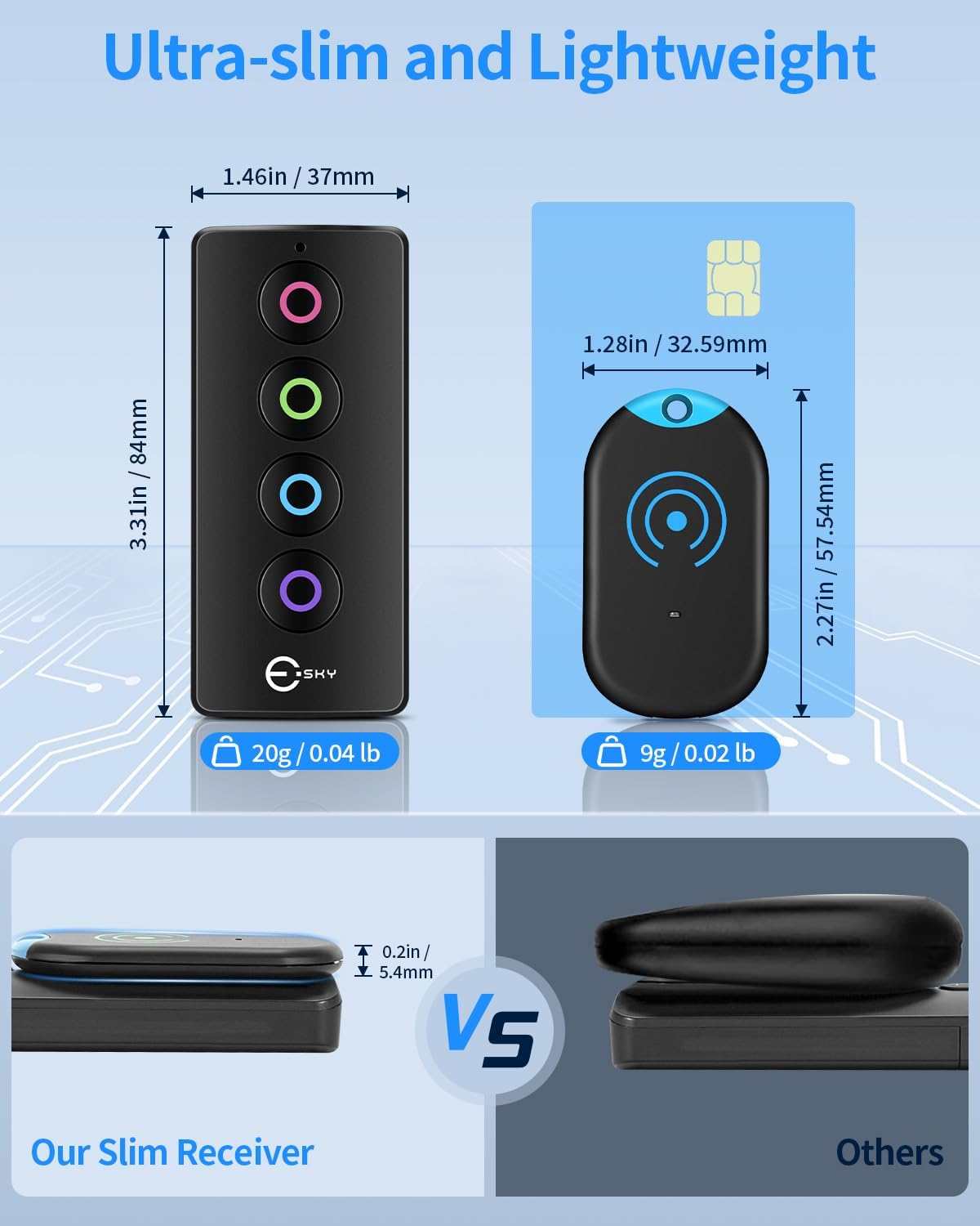 Ultra Slim Schluesselfinder 80 dB 2 Empfaenger Key Finder fuer Schluessel