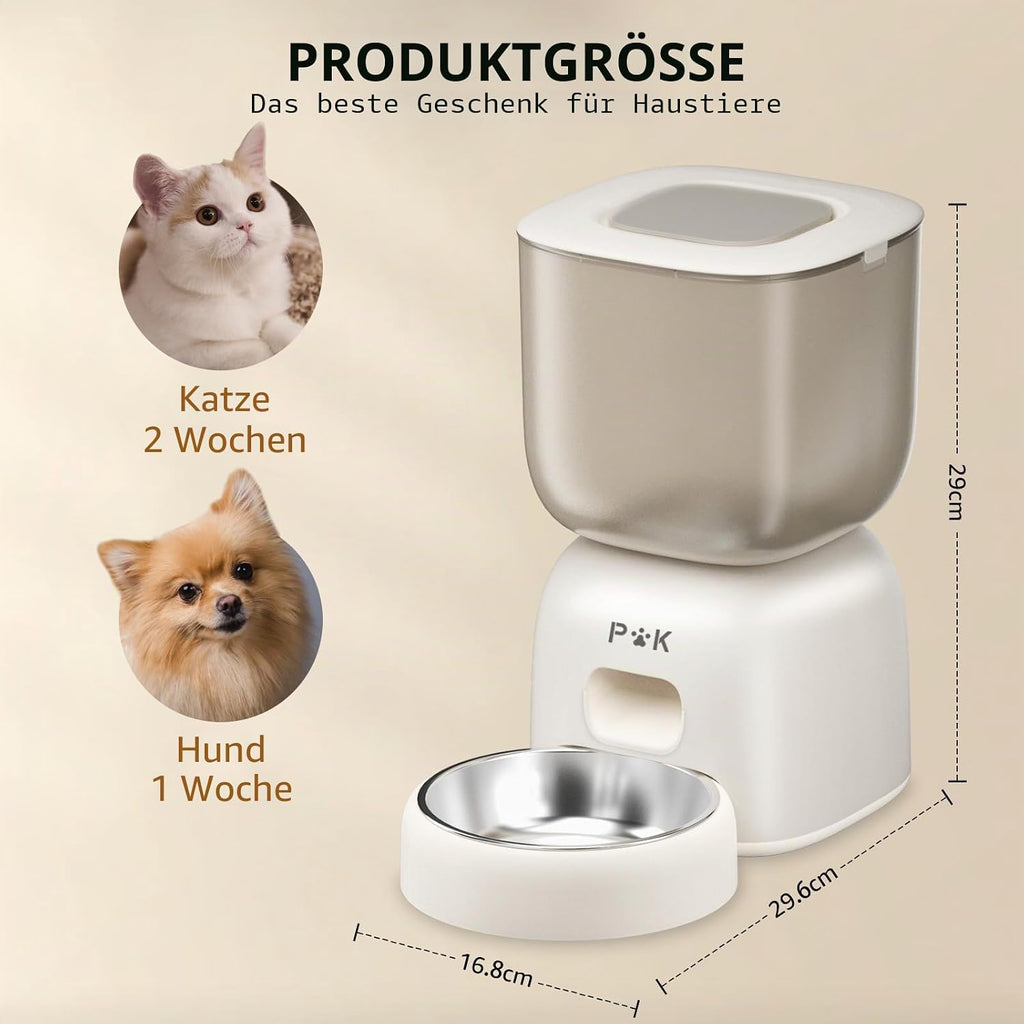 PUPPY KITTY Futterautomat fuer Katzen mit WiFi App und Edelstahlnapf