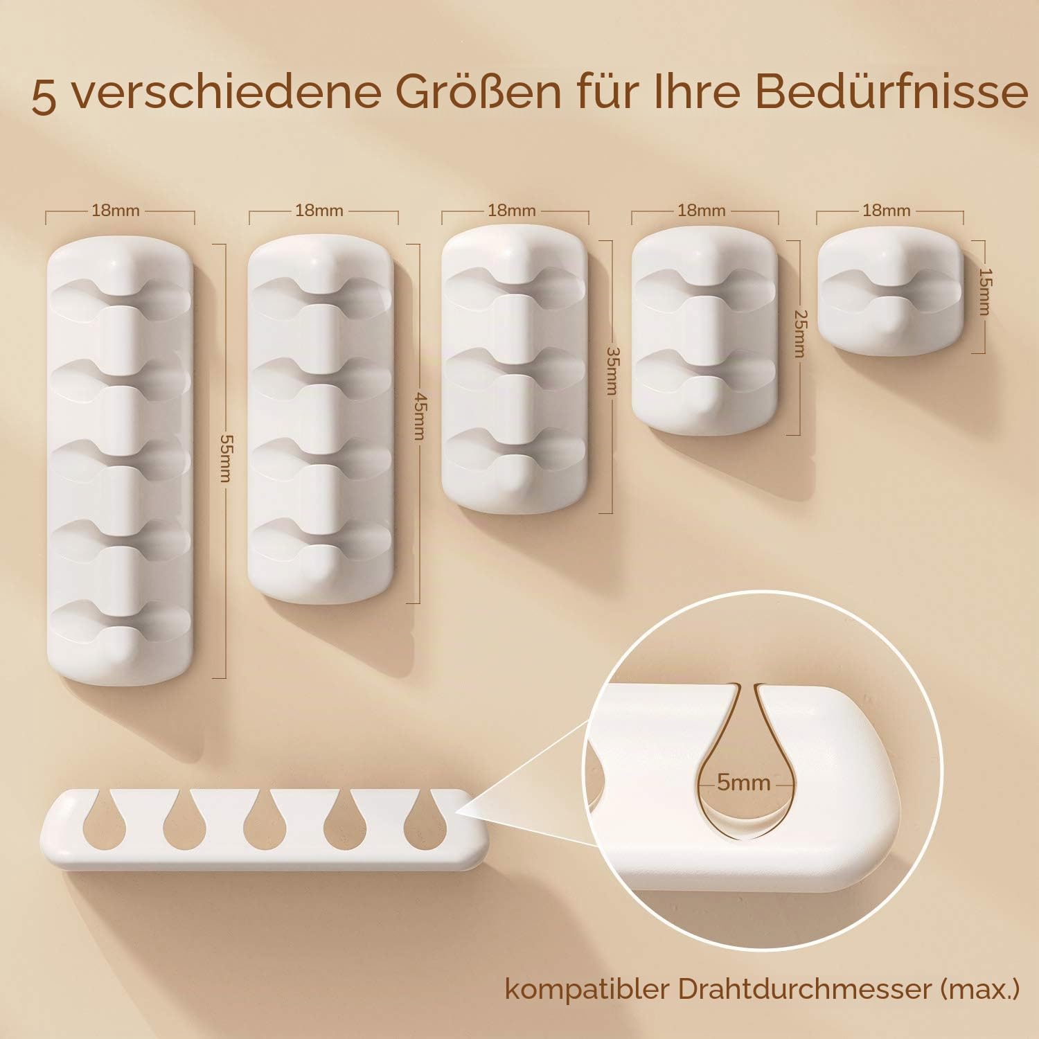 SYNCWIRE Kabelhalter selbstklebend 5er Set Kabelorganisation Schreibtisch Auto