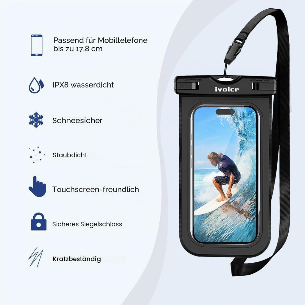ivoler wasserdichte Bauchtasche mit Handytasche schwarz Universal Strand Tasche