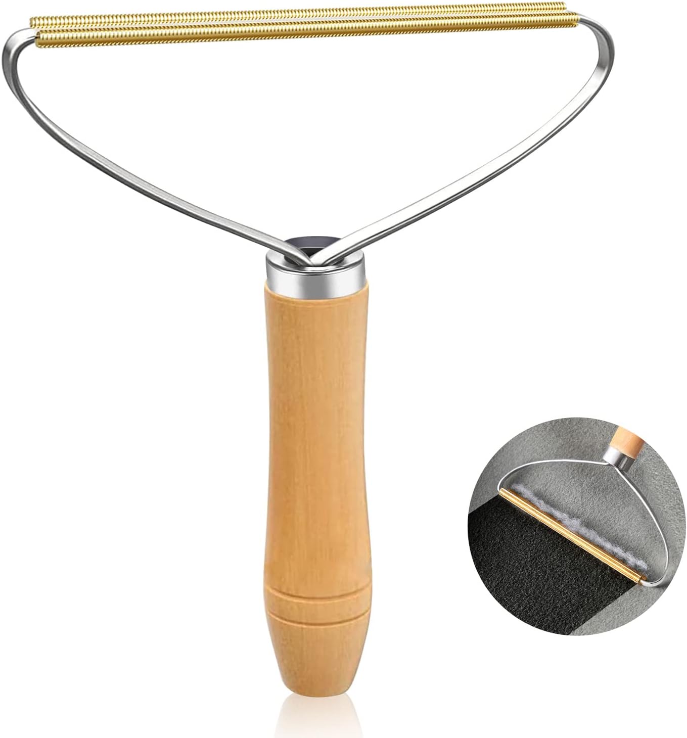 YSUVIN Fusselentferner mit Holzgriff, doppelter Teppichschaber, Mini Kleiderrasi