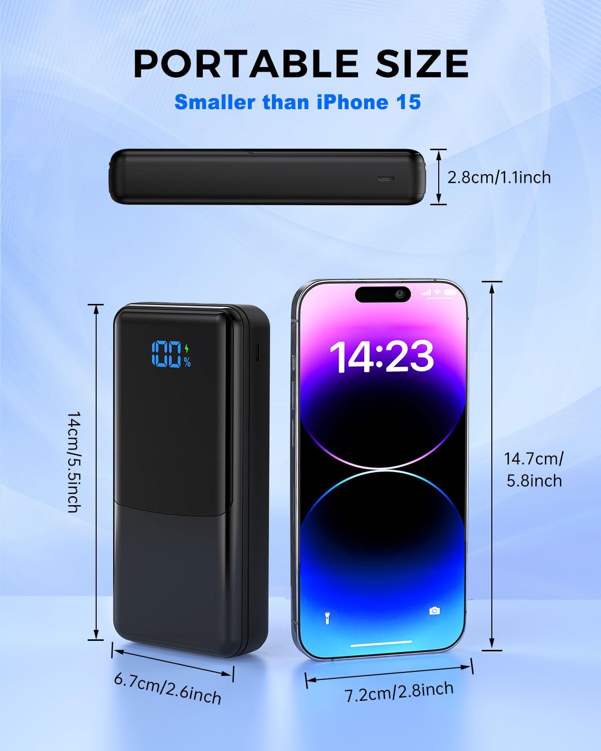 Power Bank 27000 mAh USB‑C PD 20W Powerbank externes Akku Ladegeraet