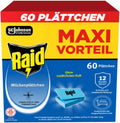 Raid Moskitostechplatten, 60 Geruchlose Plaettchen fuer Gewoehnliche Muecken und Tig