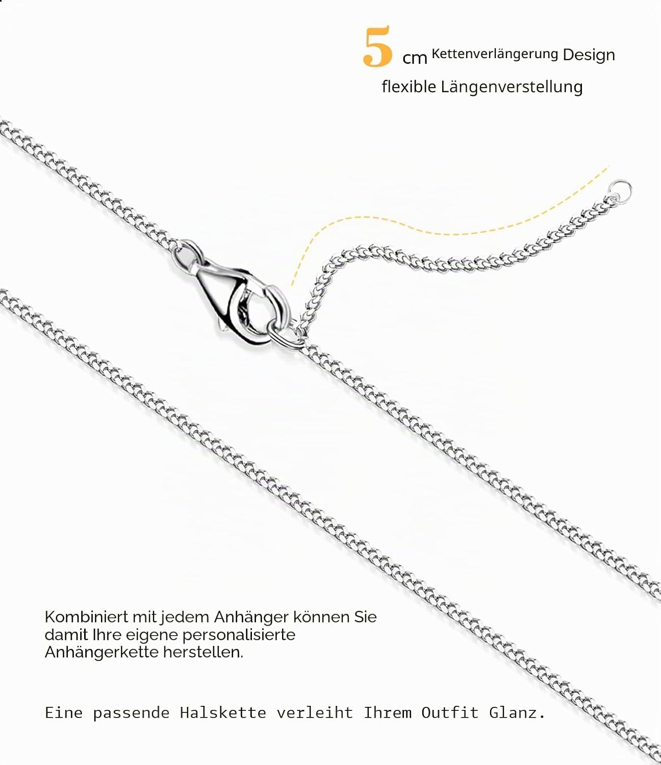 OSTAN Panzerkette Silber 925 Damen 1,4 mm Breite Laenge 40-75 cm