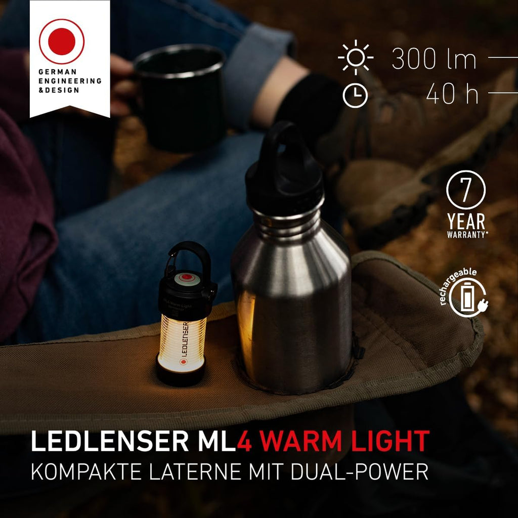 Ledlenser ML4 Warm Light LED Laterne 300 lm, aufladbar, Rotlicht, Schwarz