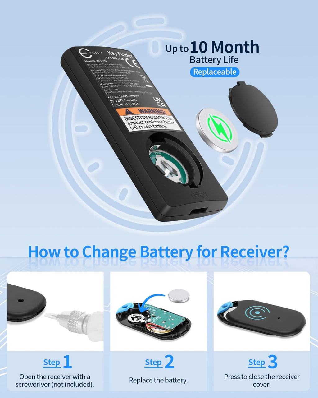 Ultra Slim Schluesselfinder 80 dB 2 Empfaenger Key Finder fuer Schluessel