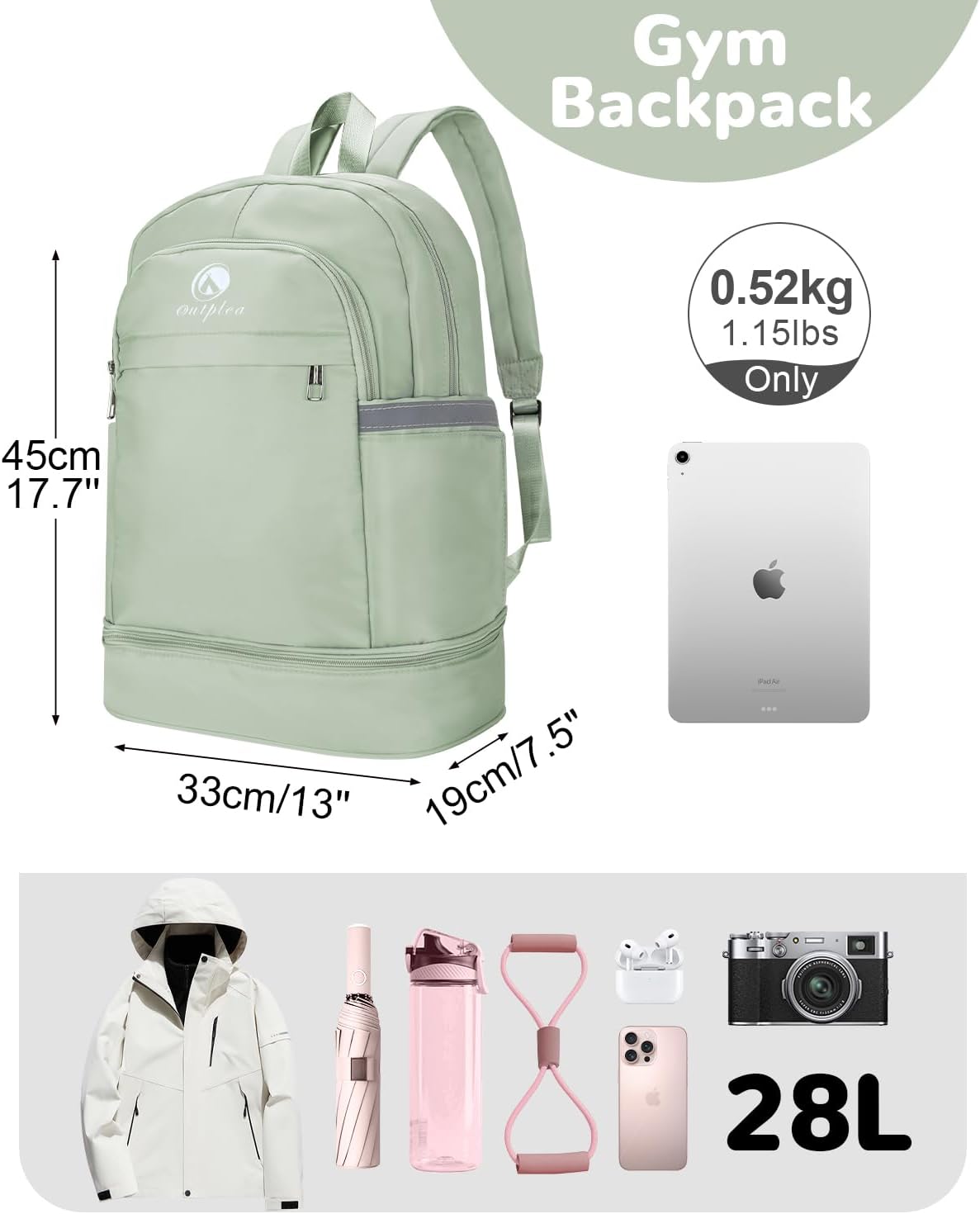 Reiserucksack wasserdicht mit Nassfach und Schuhfach, Unisex