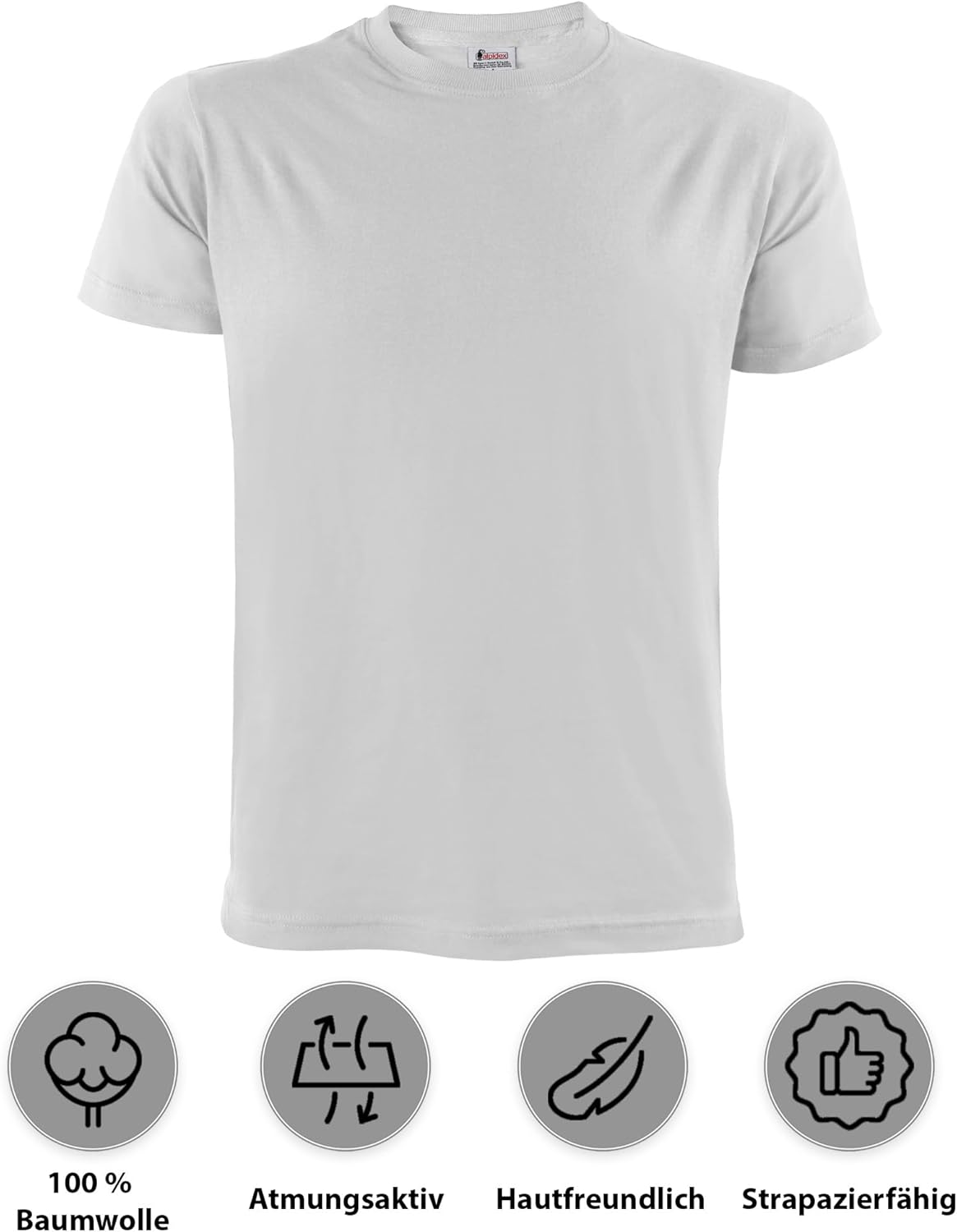 ALPIDEX Herren T-Shirt 5er Set Rundhals 100% Baumwolle einfarbig S-5XL