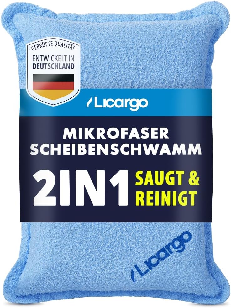 LICARGO Mikrofaser Scheibenschwamm 2in1 Antibeschlag Streifenfrei
