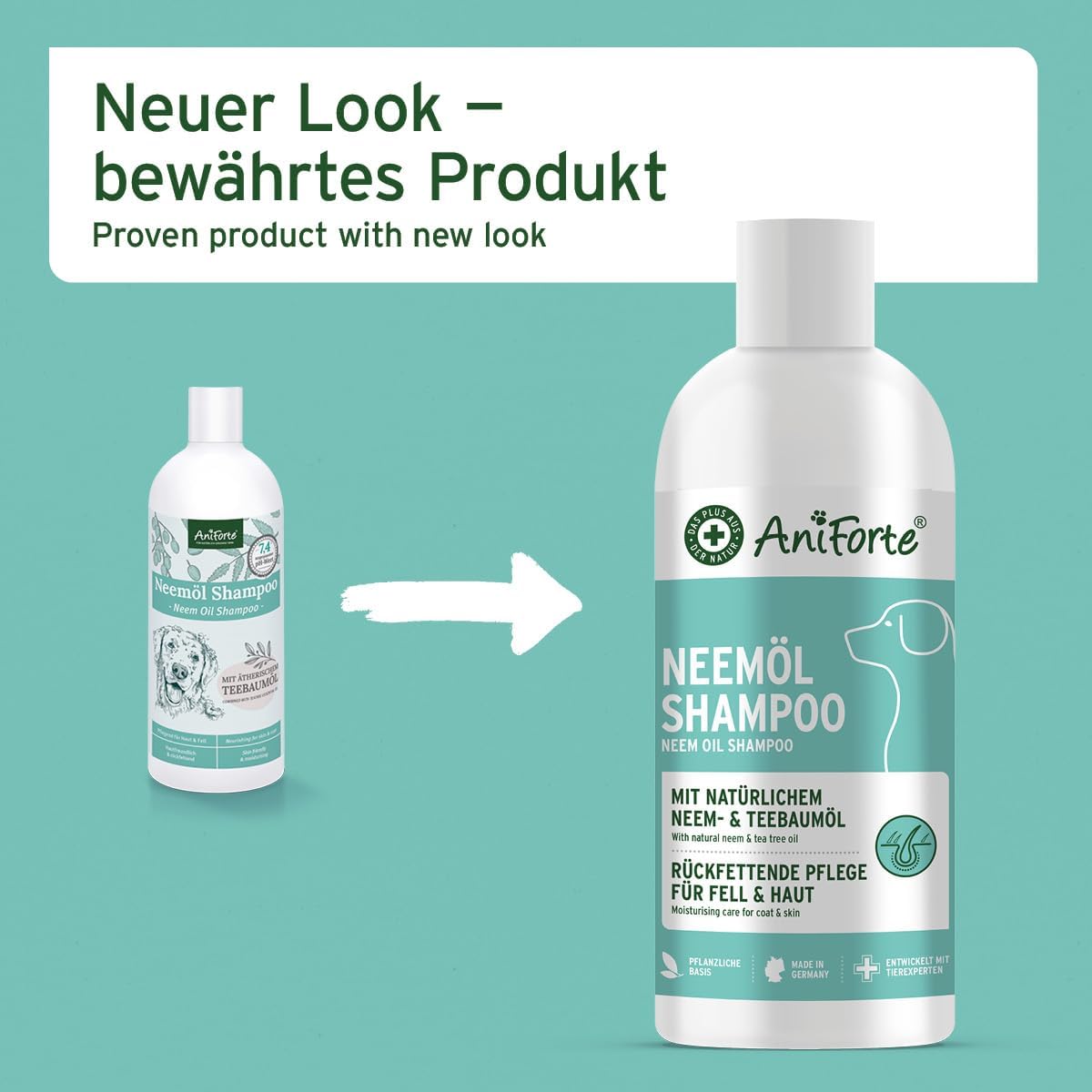 AniForte Neemoel Hundeshampoo 500 ml gegen Juckreiz Floehe Zecken pflegend