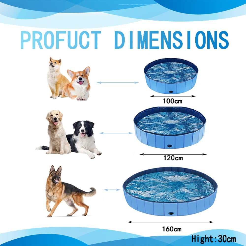 Hundepool faltbar 160x30 cm mit Ablaufloch rutschfest 3-lagig 100cm-160cm