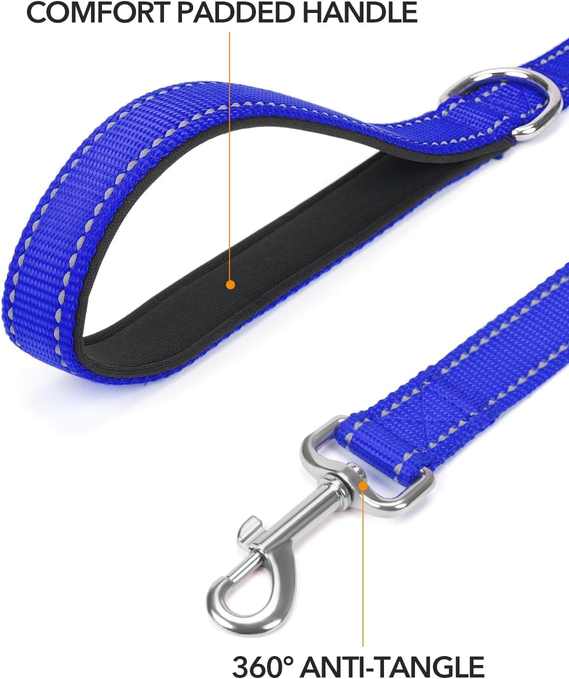 Taglory Hundeleine verstellbar 1,2m-1,8m reflektierend mit gepolsterter Handschlaufe